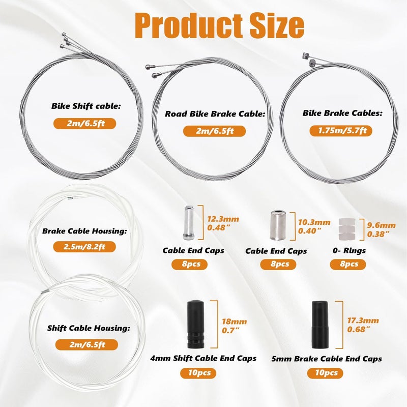 mankk Mannk Universal Bicycle Cable Kit - Shift & Brake Cable Housing with End Caps & O-Rings for Mountain & Road Bike Repair - Image 2
